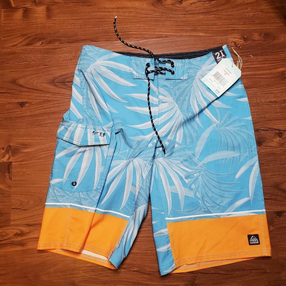 Reef Paradise Blue 30 Board Shorts .